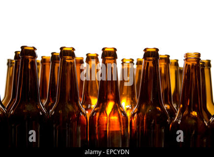 Empty glass beer bottles Stock Photo
