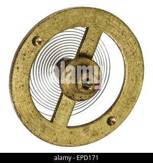 Pendulum of the old clock mechanism, isolated on white background Stock Photo