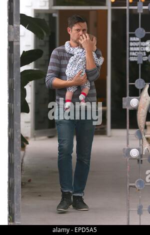 Emily Blunt seen leaving Striiike in Beverly Hills, one of the employees takes her daughter Hazel Krasinski to Emily's car before she leaves the salon.  Featuring: Hazel Krasinski Where: Los Angeles, California, United States When: 11 Nov 2014 Credit: Michael Wright/WENN.com Stock Photo