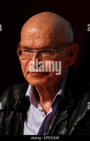 Turin, Italy. 16th May, 2015. German writer and journalist Günter (Guenter) Wallraff is guest on the third day of the Turin Book Fair. Wallraff is known for undercover journalist research. The Turin International Book Fair is Italy's largest trade fair for books, held annually in mid-May in Turin, Italy. Founded in 1988 as Book showroom, it is the largest book fair in Italy and one of the most important ones in Europe, involving more than 1,400 exhibitors and 300,000 visitors by year. Credit:  Marco Destefanis/Pacific Press/Alamy Live News Stock Photo