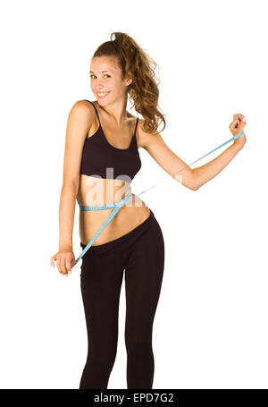 woman showing how much weight she lost Stock Photo