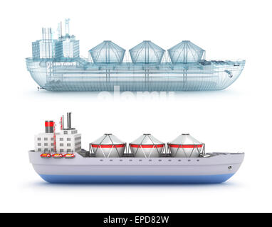 Oil tanker ship and wire model Stock Photo