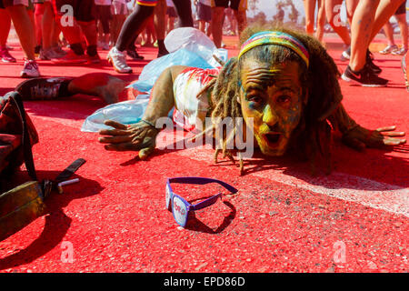 Turin, Italy. 16th May, 2015. Over 25,000 people who participated at the second edition of 'Color Run' along 5 km of running and walking and soaking in the colors and glitter, for an event full of joy and fun. This year the location was around the Juventus Stadium. Credit:  Elena Aquila/Pacific Press/Alamy Live News Stock Photo