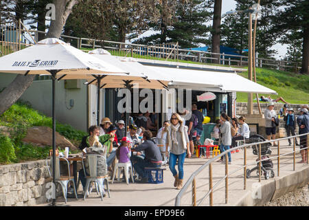 sunday breakfast at Dee Why beach coffee cafe shop on Sydney's northern beaches,australia Stock Photo