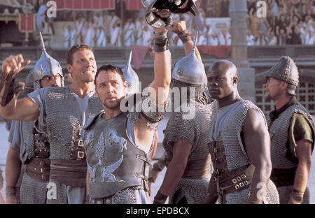 Gladiator is a 2000 American-British epic historical drama film directed by Ridley Scott, starring Russell Crowe and Joaquin Phoenix.  This photograph is for editorial use only and is the copyright of the film company and/or the photographer assigned by the film or production company and can only be reproduced by publications in conjunction with the promotion of the above Film. A Mandatory Credit to the film company is required. The Photographer should also be credited when known. Stock Photo