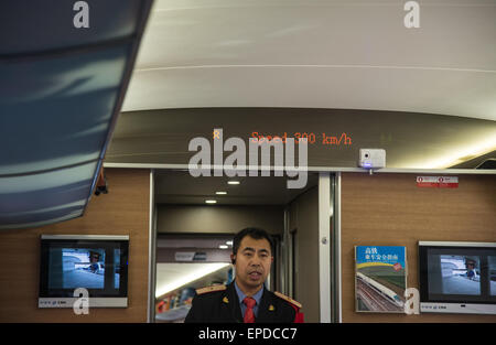 conductor in bullet train in china Stock Photo