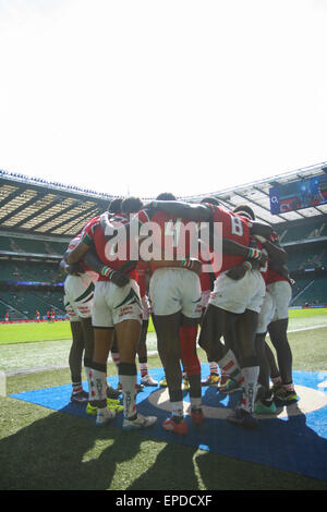 London, UK. 17th May 2015. Kenya team after their Marriott London Sevens match against Japan at Twickenham. Kenya beat Japan 24 - 12. Credit:  Elsie Kibue/Alamy Live News Stock Photo