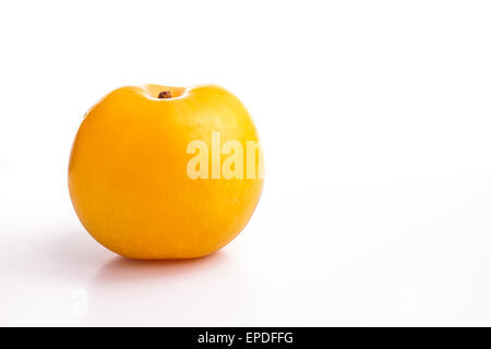 Fresh healthy Yellow plum isolated on white Stock Photo