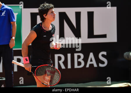 Rome, Italy. 17th May, 2015. BNL Italian Open Tennis. WTA Womens singles Final Maria Sharapova versus Carla Suarez Navarro. Carla Suarez Navarro (ESP) celebrates a point won © Action Plus Sports/Alamy Live News Stock Photo