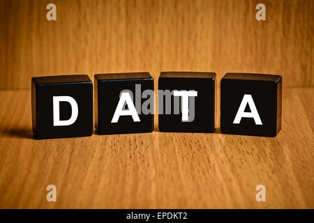 information data text on black block Stock Photo