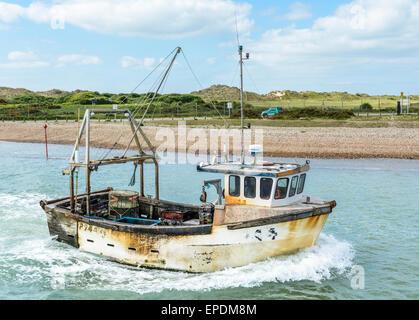 Rusty old fishing boat on the River Arun in Littlehampton, West Sussex, England, UK. Stock Photo