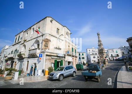 OSTUNI, ITALY - MARCH 14, 2015: Statue of San Oronzo in the center of the medieval town Ostuni, Puglia, Italy. Stock Photo