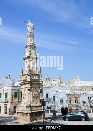 OSTUNI, ITALY - MARCH 14, 2015: Statue of San Oronzo in Ostuni, Puglia, Italy. Stock Photo