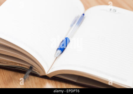 Classic leather notebook with pen, stock photo Stock Photo