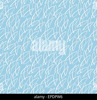 Calligraphic abstract seamless pattern floral motif background. Colorful shapes of leaves, flowers, plant parts composition Stock Vector