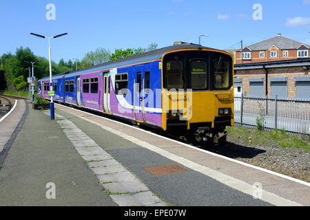 Class 150 DMU arriving at Wigan Wallgate station with the Bolton train. Stock Photo