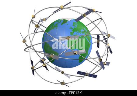 space satellites in eccentric orbits around the Earth Stock Photo