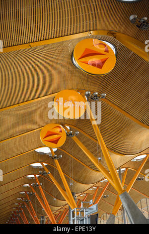 Abstract wave ceiling at Terminal 4 Adolfo Suarez Madrid Barajas Airport Spain Stock Photo