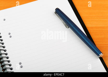 open notebook and pen for writing close-up Stock Photo