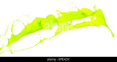 Isolated shot of green paint splash on white background Stock Photo