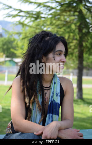 young woman in park Stock Photo