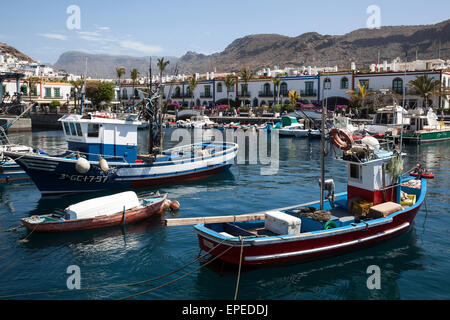 Fishing boats in the harbour, Puerto de Mogan, Gran Canaria, Canary Islands, Spain Stock Photo