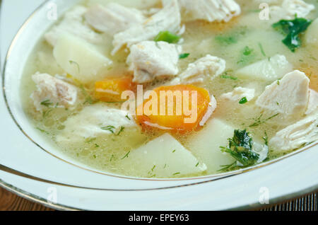 Chicken waterzooi - Belgian dish of stew, originating in Flanders. Stock Photo