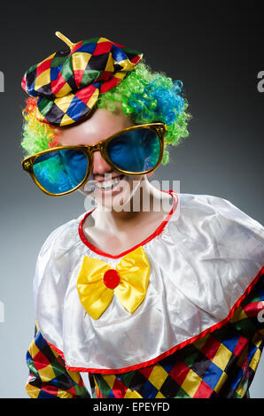 Funny clown with giant sunglasses Stock Photo