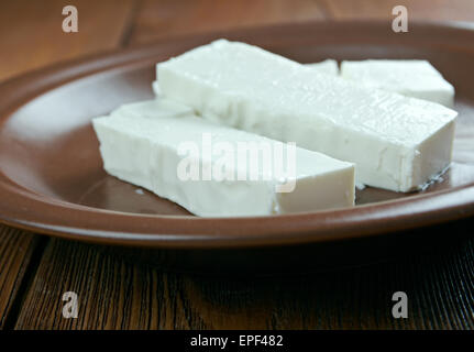 Baladi cheese - soft, white cheese originating in the Middle East Stock Photo