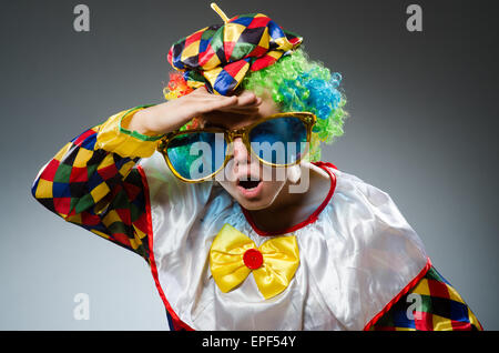 Funny clown with giant sunglasses Stock Photo