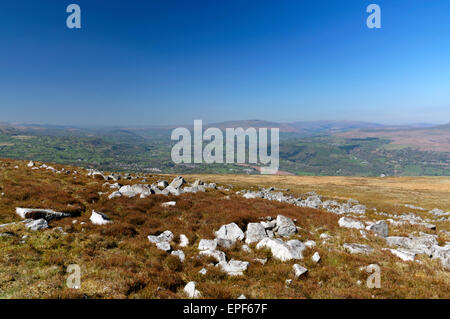 View of the Usk Valley near Abergavenny, South Wales, UK. Stock Photo