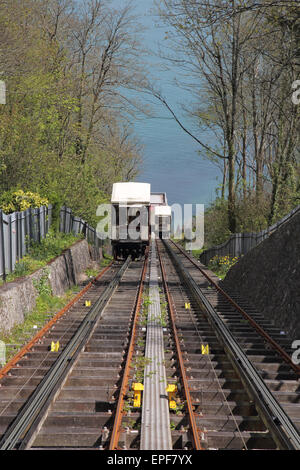 Babbacombe cliff railway on the south devon coast Stock Photo