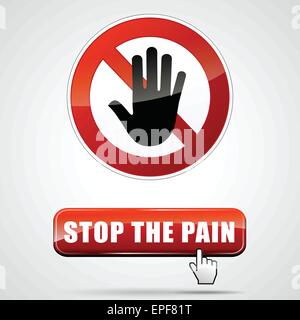 illustration of stop pain sign with web button Stock Vector