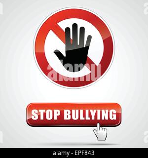 illustration of stop bullying sign with web button Stock Vector