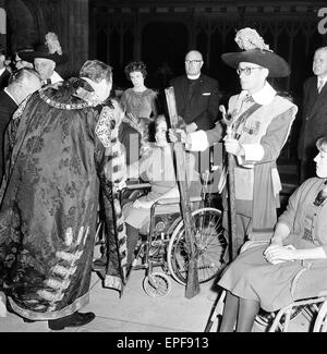 British Para Olympians, guest of honour of the Lord Mayor of London, at Mansion House, City of London, after their return from the Tokyo Paralympic Games; 5th December 1964. Stock Photo