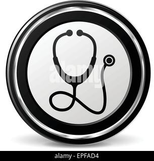 illustration of stethoscope black and silver icon Stock Vector