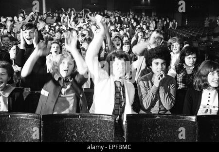 The Beatles in Liverpool for the Premier of a Hard Day's Night. Pictured here are the screaming fans during a small concert they did earlier in the day. 10th July 1964