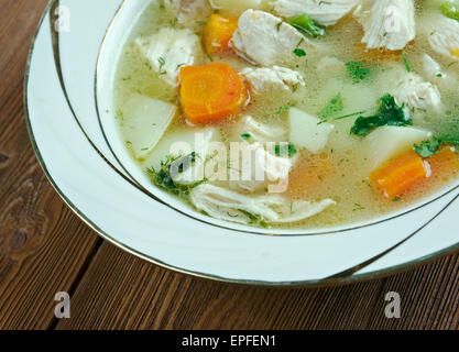 Chicken waterzooi - Belgian dish of stew, originating in Flanders. Stock Photo