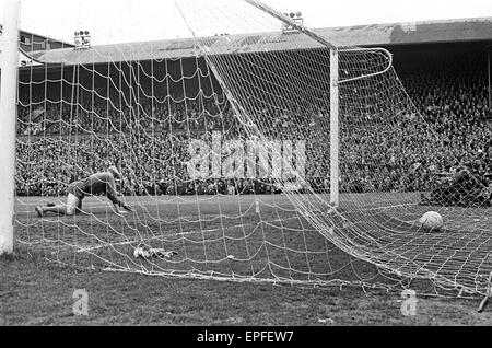 Newcastle Utd v Manchester City 11th May 1968  League Division One Match at St James Park Ball in back of the net.  Final Score Newcastle 3 Manchester City 4 Stock Photo