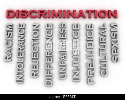 3d image Discrimination  issues concept word cloud background Stock Photo