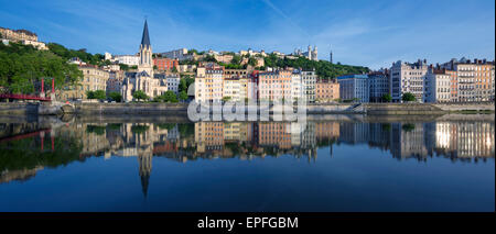 Panoramic view of Saone river in Lyon, France Stock Photo