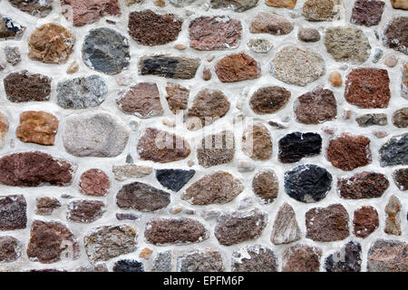 Stone wall made of erratics and bricks, Lower Saxony, Germany, Europe Stock Photo