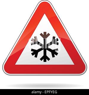 illustration of triangle road sign for cold Stock Vector
