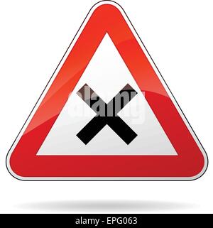 illustration of triangle warning sign for intersection Stock Vector