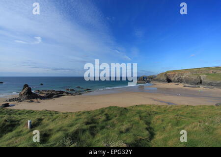 Porthcothan Bay near Padstow on the north coast of Cornwall in England. Stock Photo