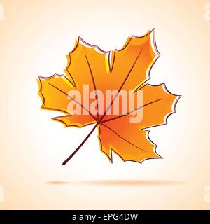 illustration of maple leaf design orange drawing Stock Vector