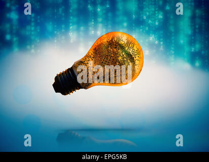 Composite image of lines of blue blurred letters falling Stock Photo