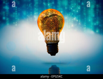 Composite image of lines of blue blurred letters falling Stock Photo