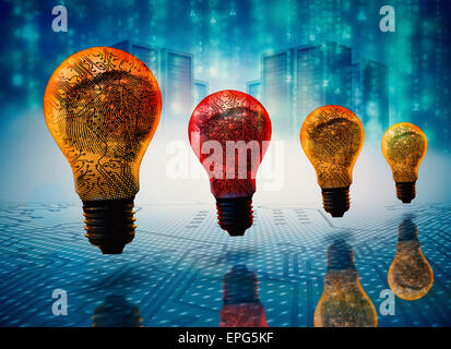 Composite image of lines of blue blurred letters falling Stock Photo