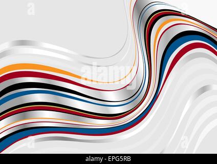 Colored and silver wavy stripes on light background Stock Vector